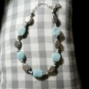 Brighton,"Full Moon Rising"Silver and Turquoise Stone/Nugget Necklace,Beautiful.